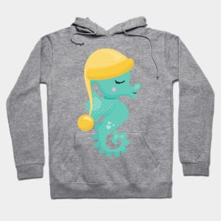 Cute Seahorse, Green Seahorse, Sleeping Seahorse Hoodie